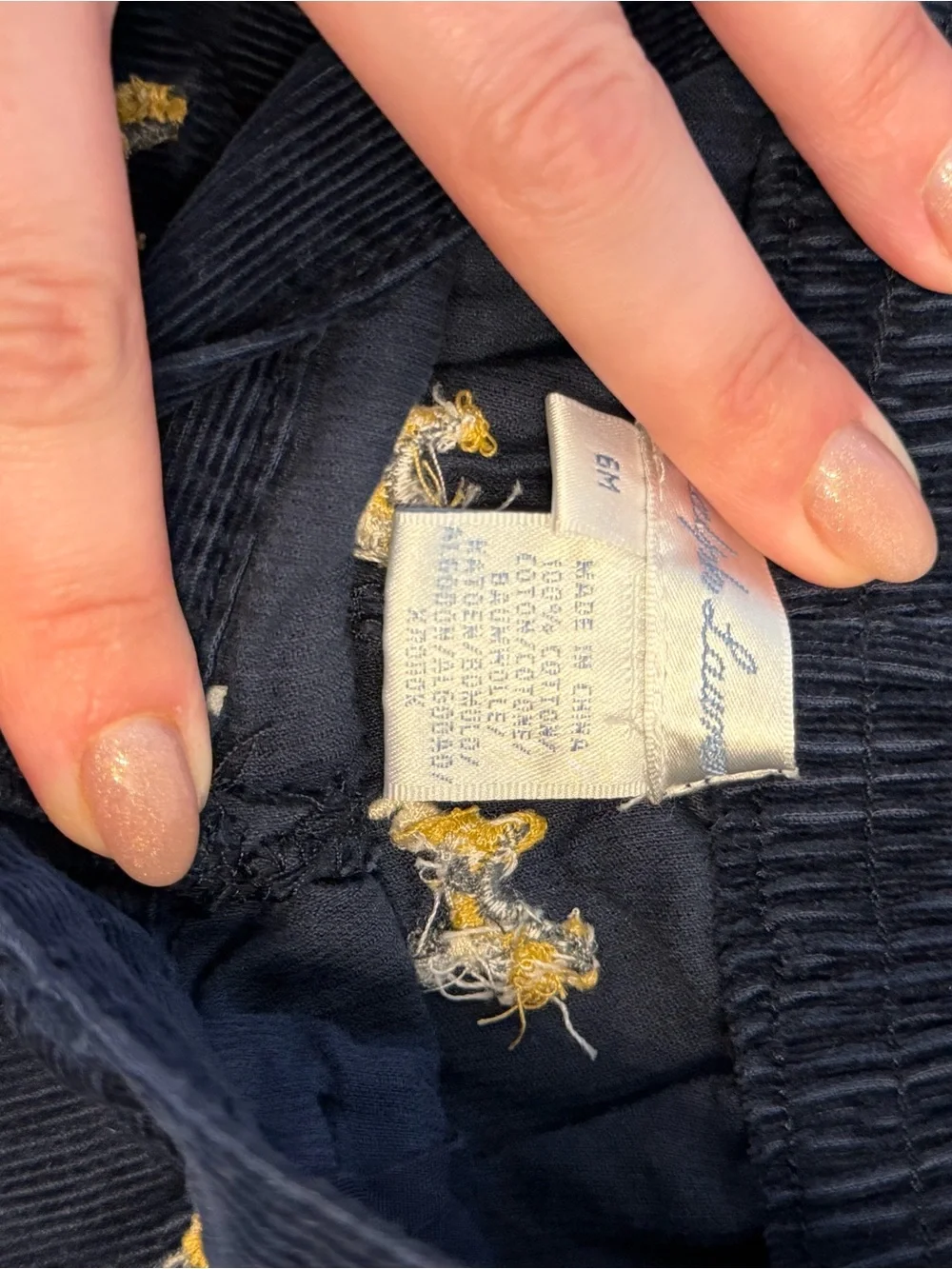 Vintage Ralph Lauren Navy Corduroy Shorts with Yellow Dog Embroidery